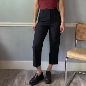 Tailored black straight leg trousers